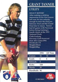 1995 Select AFL #54 Grant Tanner Back